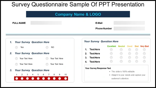 Example of professionally designed research questionnaire with logical structure and clear formatting