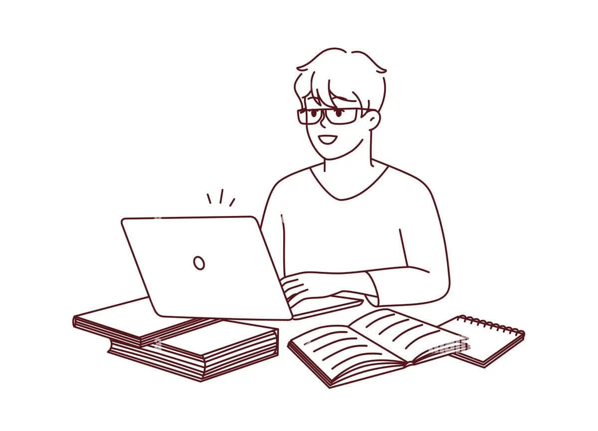 Person writing a research article on a laptop